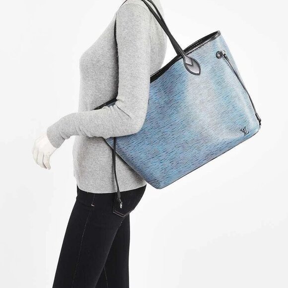 Louis Vuitton Denim Epi Leather Neverfull MM Bag w/o Accessories Pochette - Picture 2 of 12